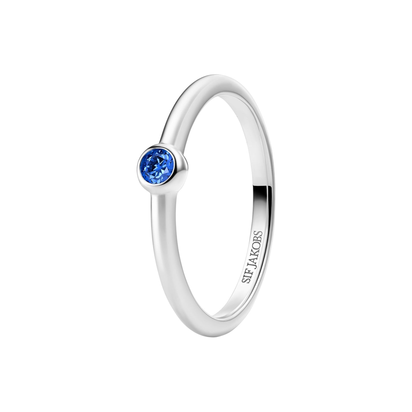 SARZANA UNO Rhodium Plated Sterling Silver RING with Blue zirconia