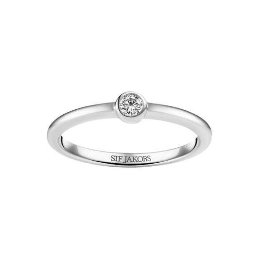 SARZANA UNO Rhodium Plated Sterling Silver RING with White zirconia
