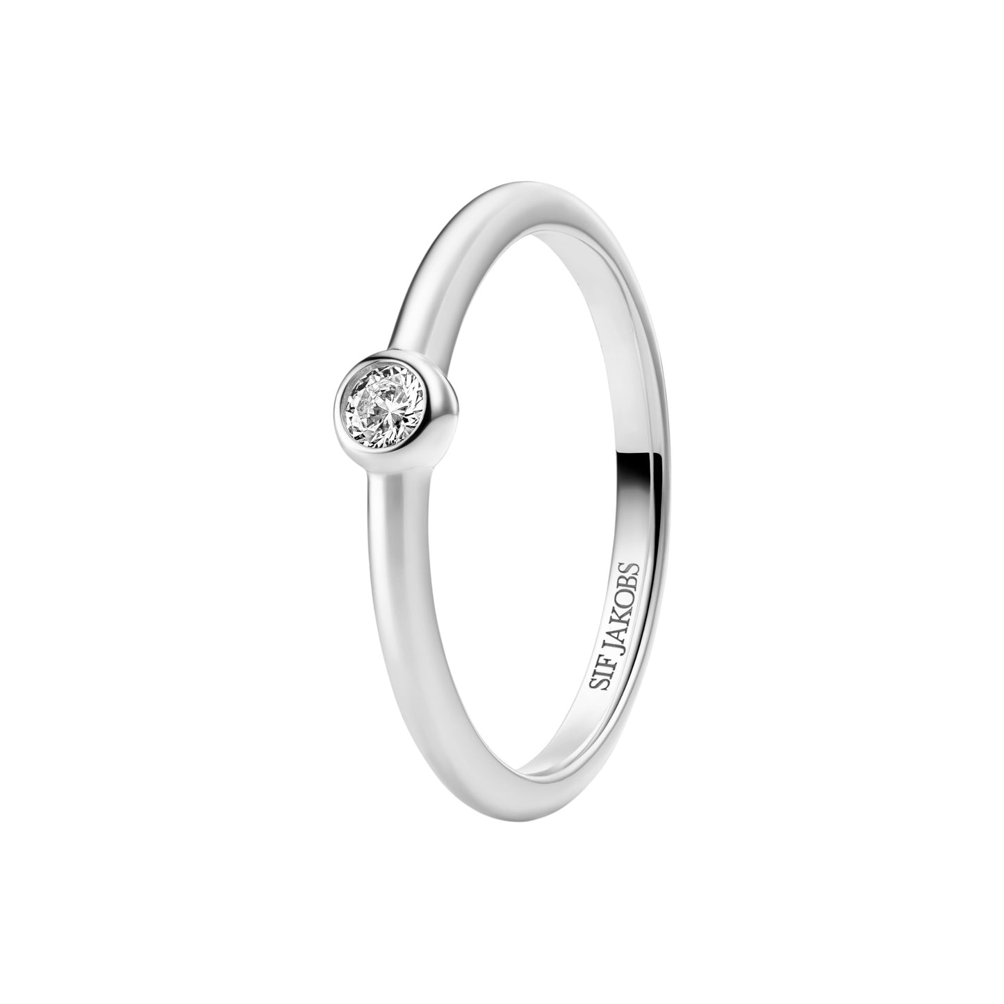 SARZANA UNO Rhodium Plated Sterling Silver RING with White zirconia