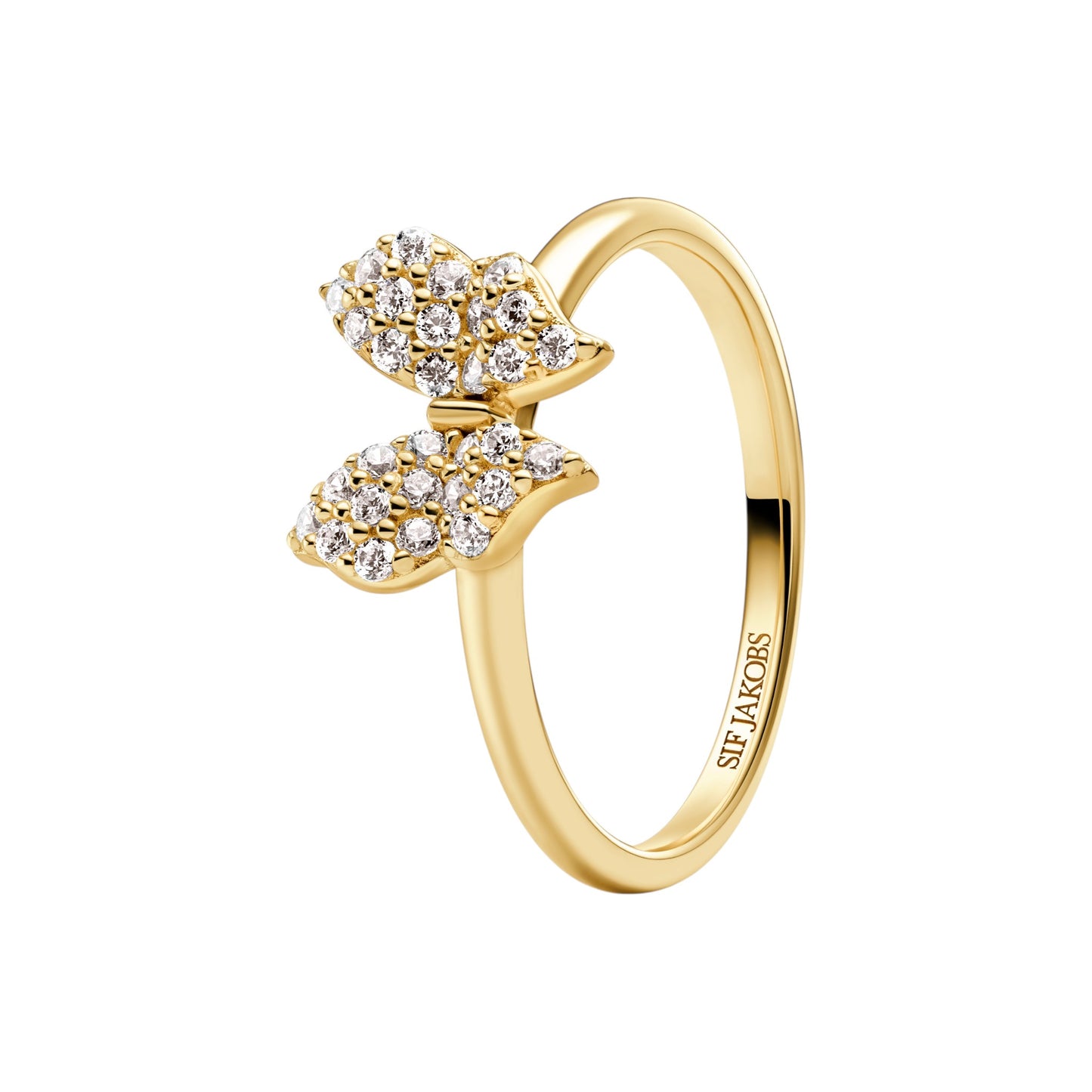 FARFALLA 18k Gold Plated Sterling Silver RING with White zirconia