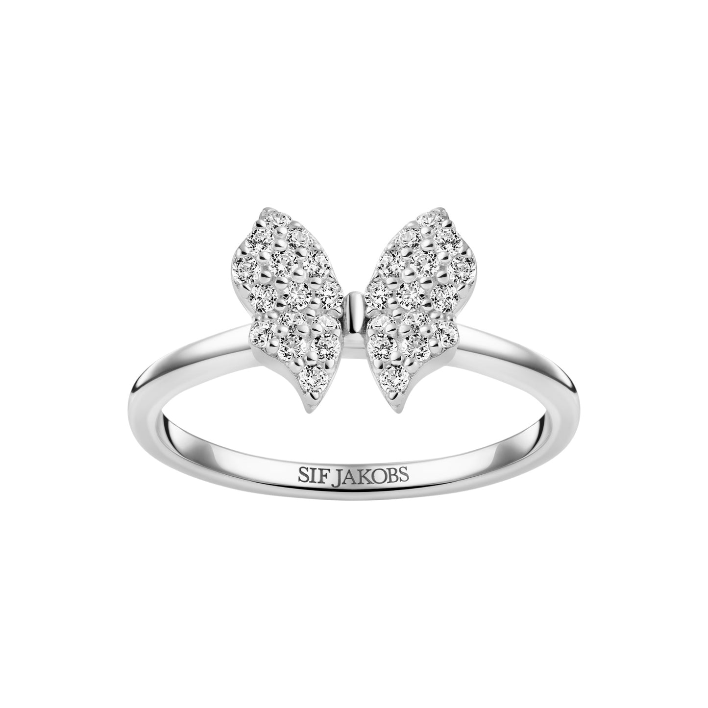 FARFALLA Rhodium Plated Sterling Silver RING with White zirconia