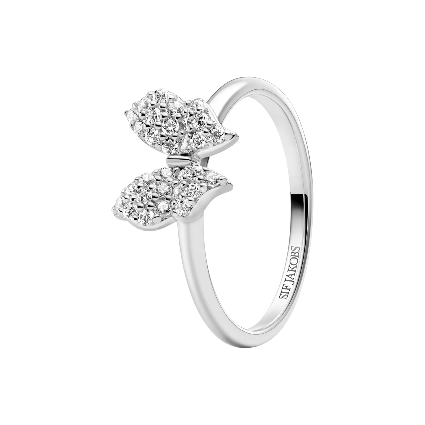 FARFALLA Rhodium Plated Sterling Silver RING with White zirconia