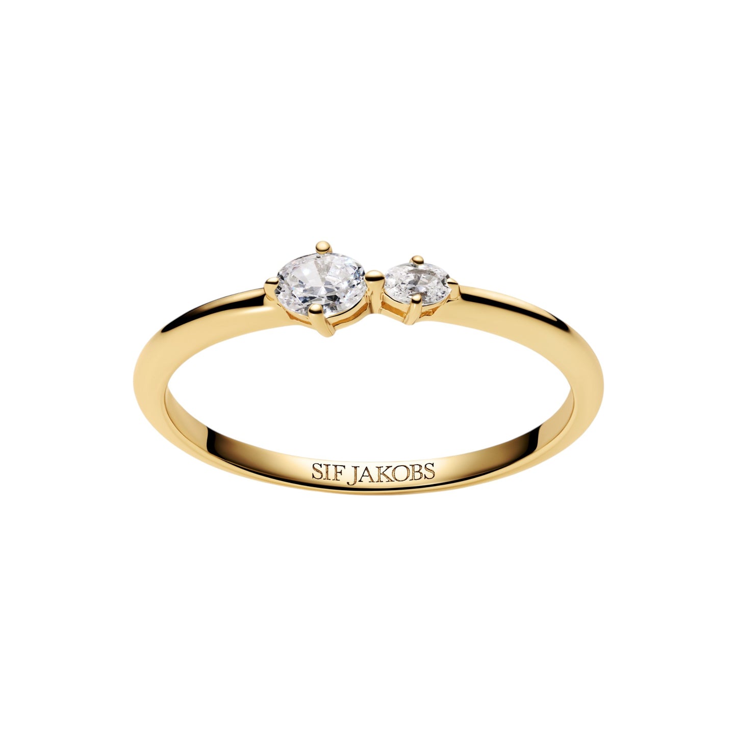 OVALE DUE 18k gold plated Sterling Silver RING with White zirconia