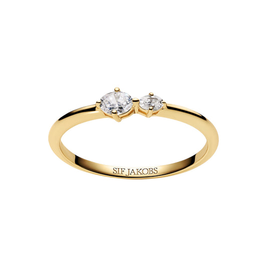 OVALE DUE 18k gold plated Sterling Silver RING with White zirconia