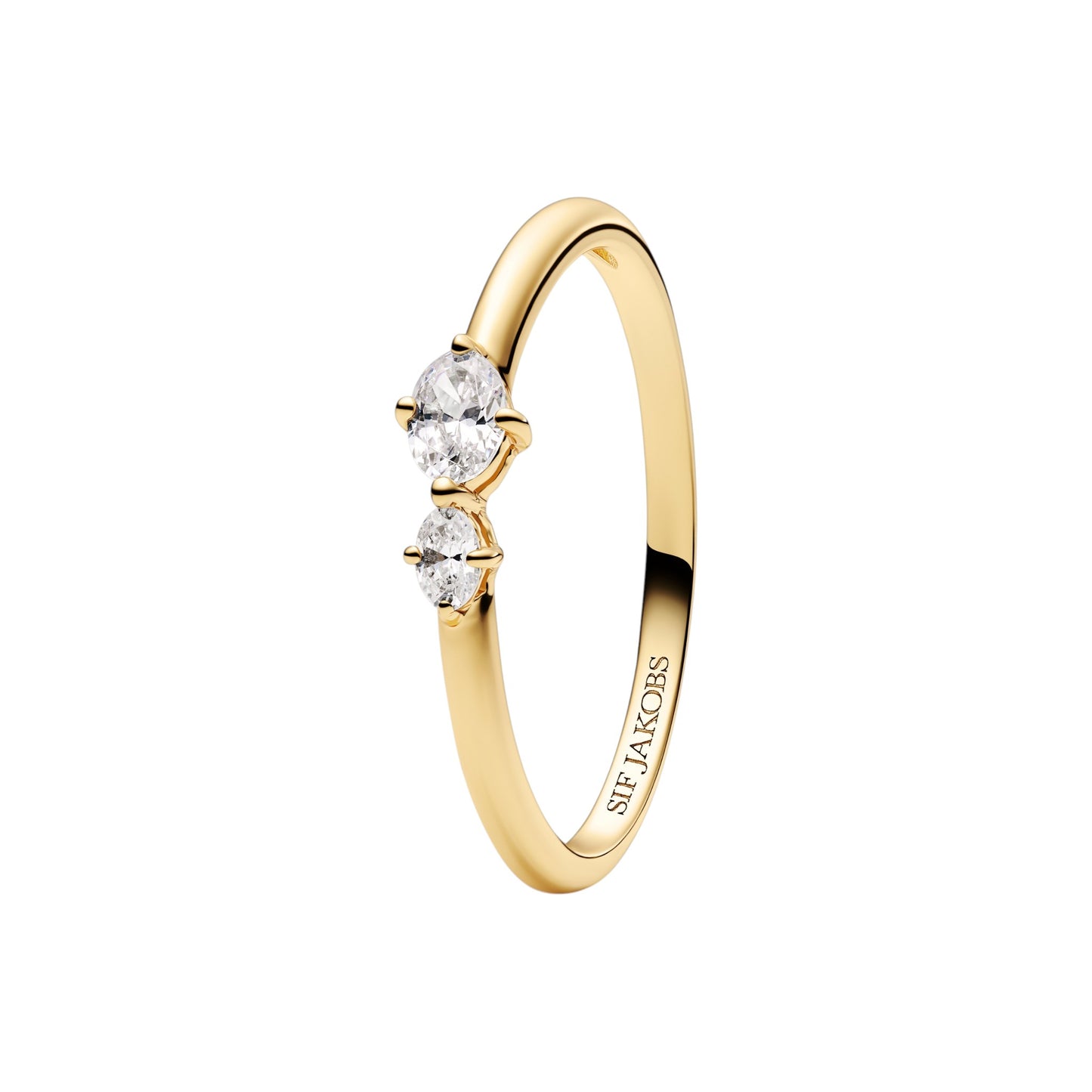 OVALE DUE 18k gold plated Sterling Silver RING with White zirconia