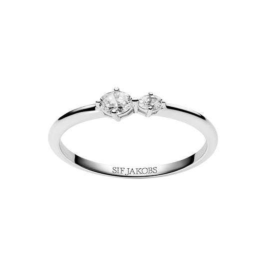 OVALE DUE Rhodium Plated Sterling Silver RING with White zirconia