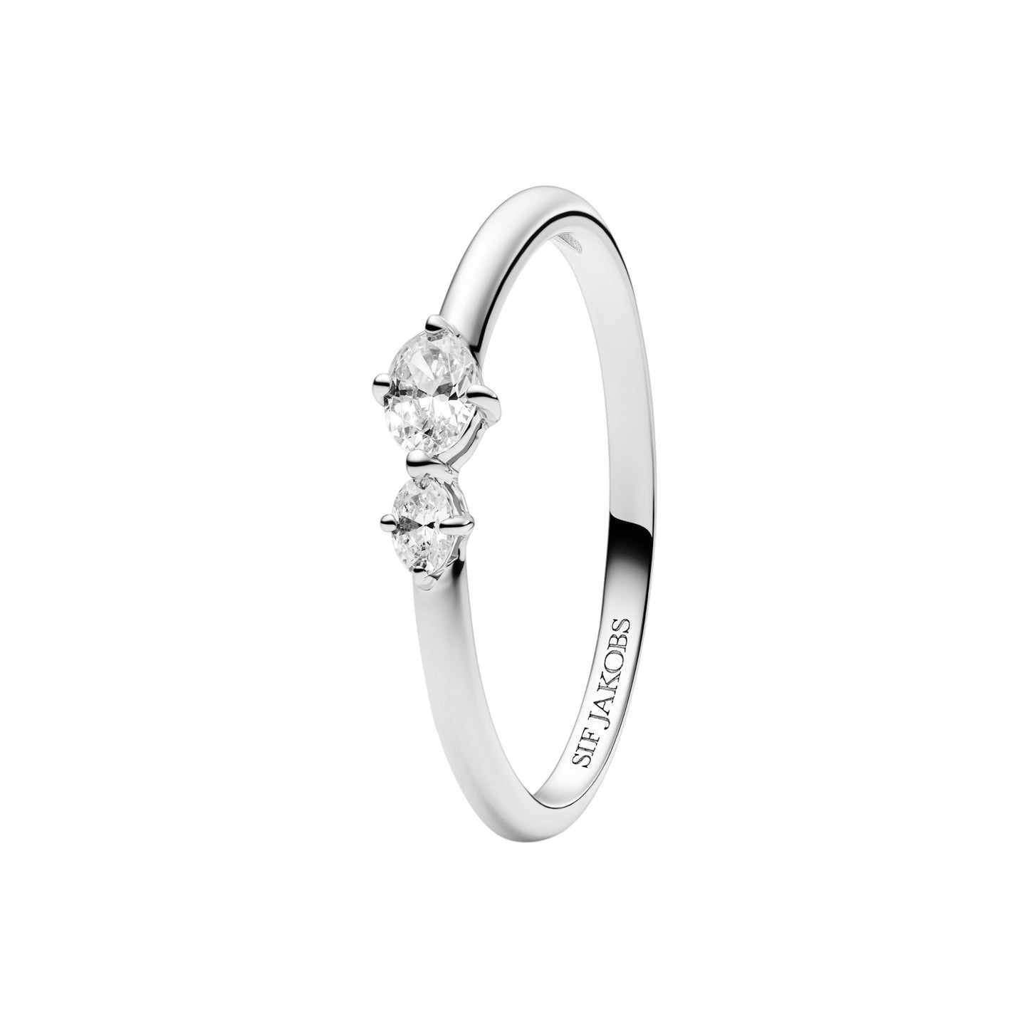 OVALE DUE Rhodium Plated Sterling Silver RING with White zirconia