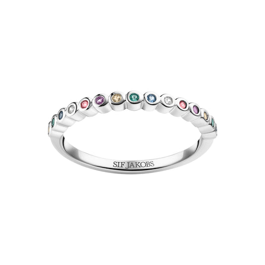 SARZANA Rhodium Plated Sterling Silver RING with Multicoloured zirconia