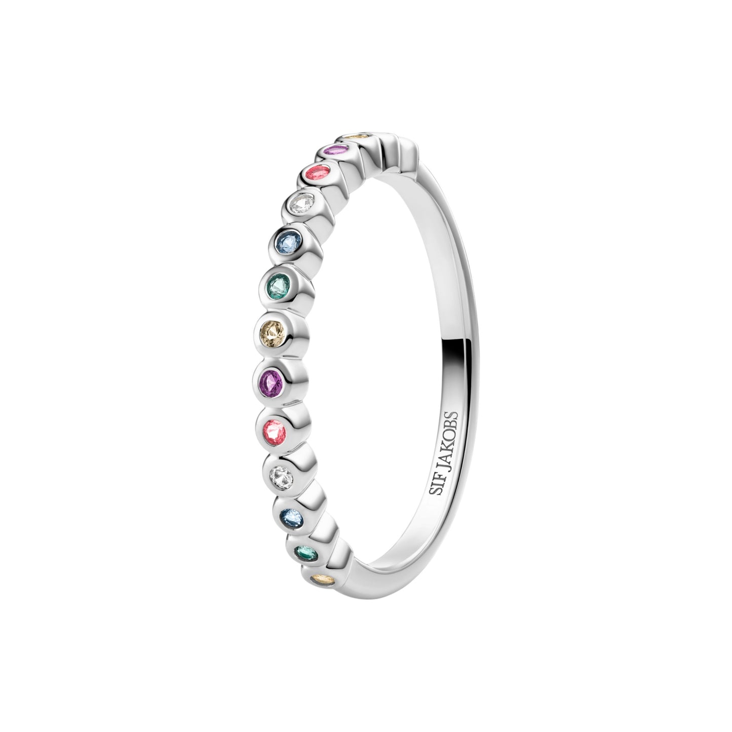 SARZANA Rhodium Plated Sterling Silver RING with Multicoloured zirconia