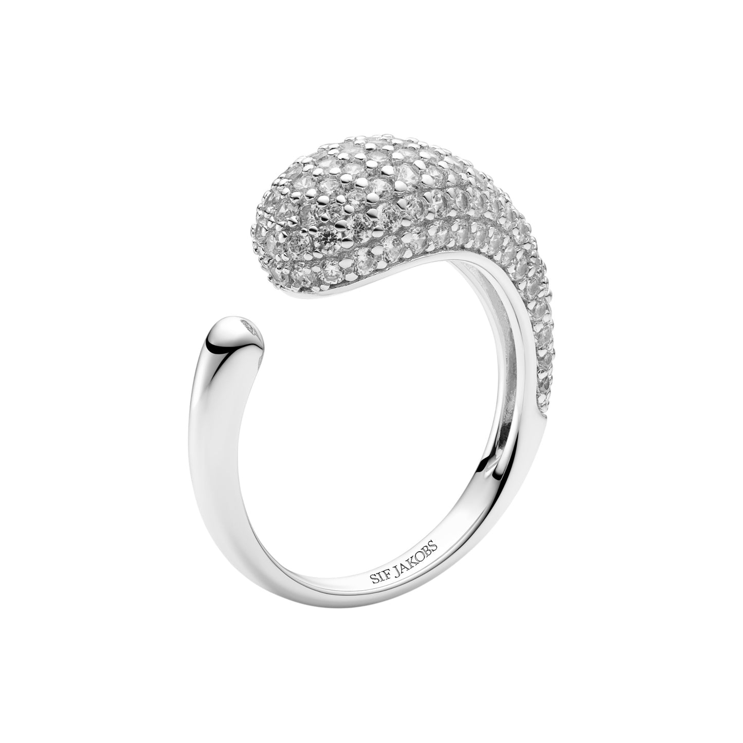 GOCCIA PICCOLO Rhodium Plated Sterling Silver RING with White zirconia
