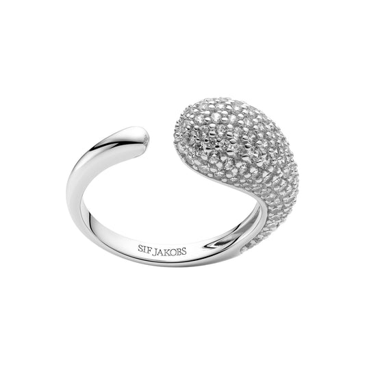 GOCCIA PICCOLO Rhodium Plated Sterling Silver RING with White zirconia