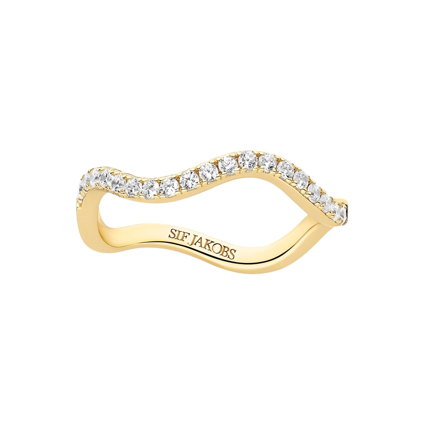 ELLERA WAVES 18k gold plated Sterling Silver RING with White zirconia