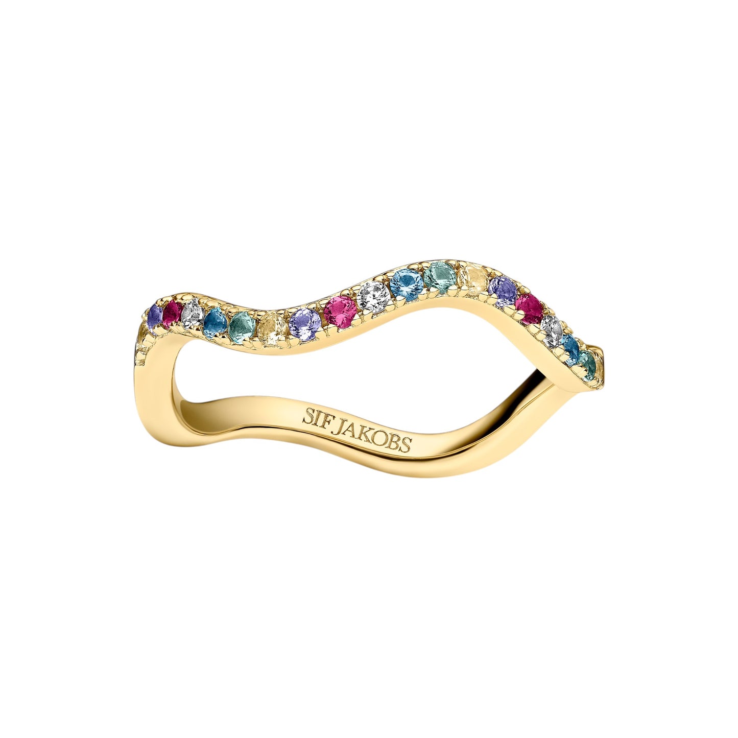 ELLERA WAVES 18k gold plated Sterling Silver RING with multicoloured zirconia