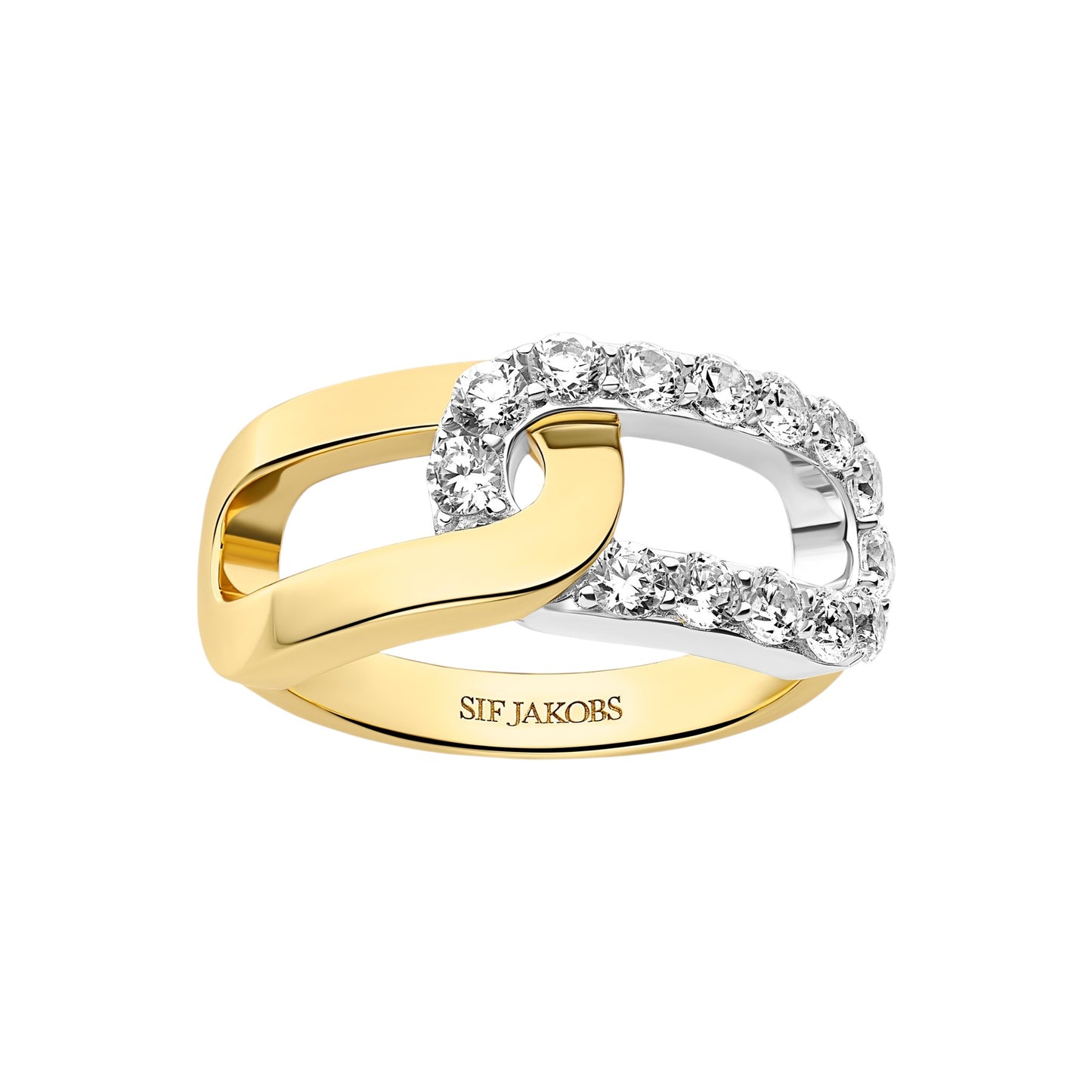 CAPIZZI DUE Two Toned Sterling Silver RING with White zirconia