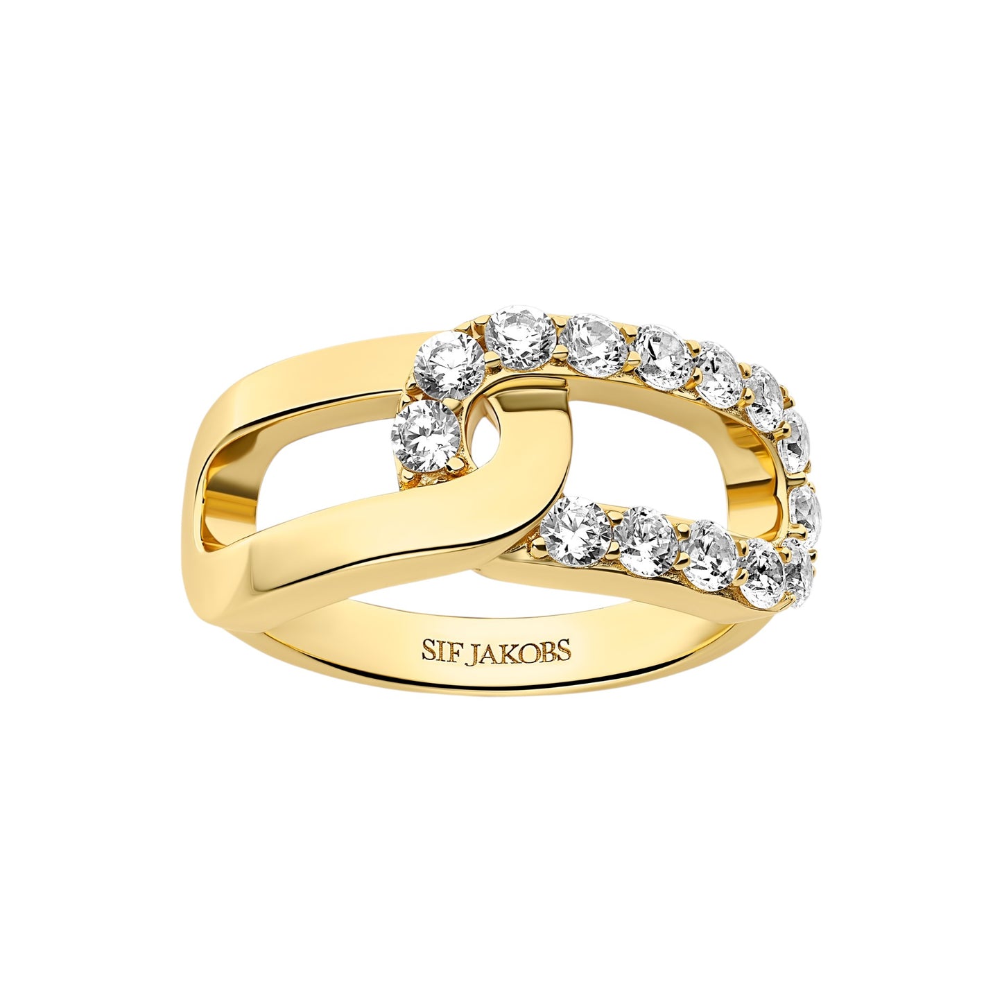 CAPIZZI DUE 18k gold plated Sterling Silver RING with White zirconia