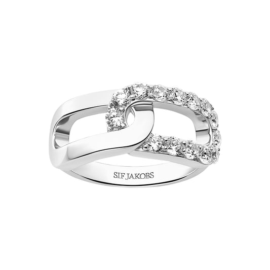 CAPIZZI DUE Rhodium Plated Sterling Silver RING with White zirconia