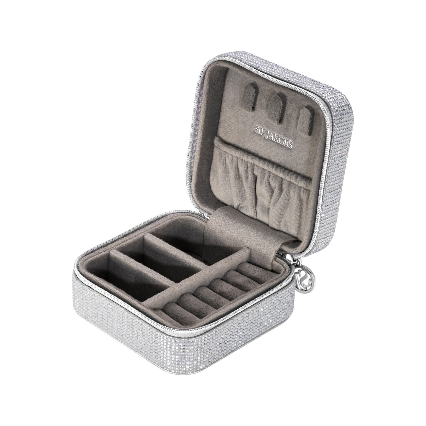 SPARKLY JEWELLERY TRAVEL BOX PU Leather PICCOLO with White zirconia