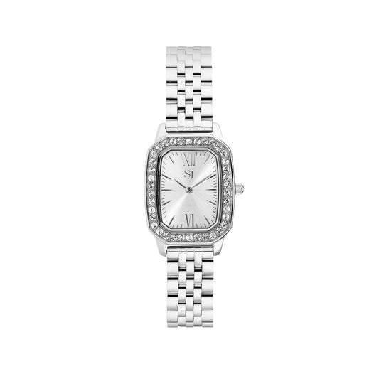 LUCIANA Stainless Steel Silver WATCH with White zirconia