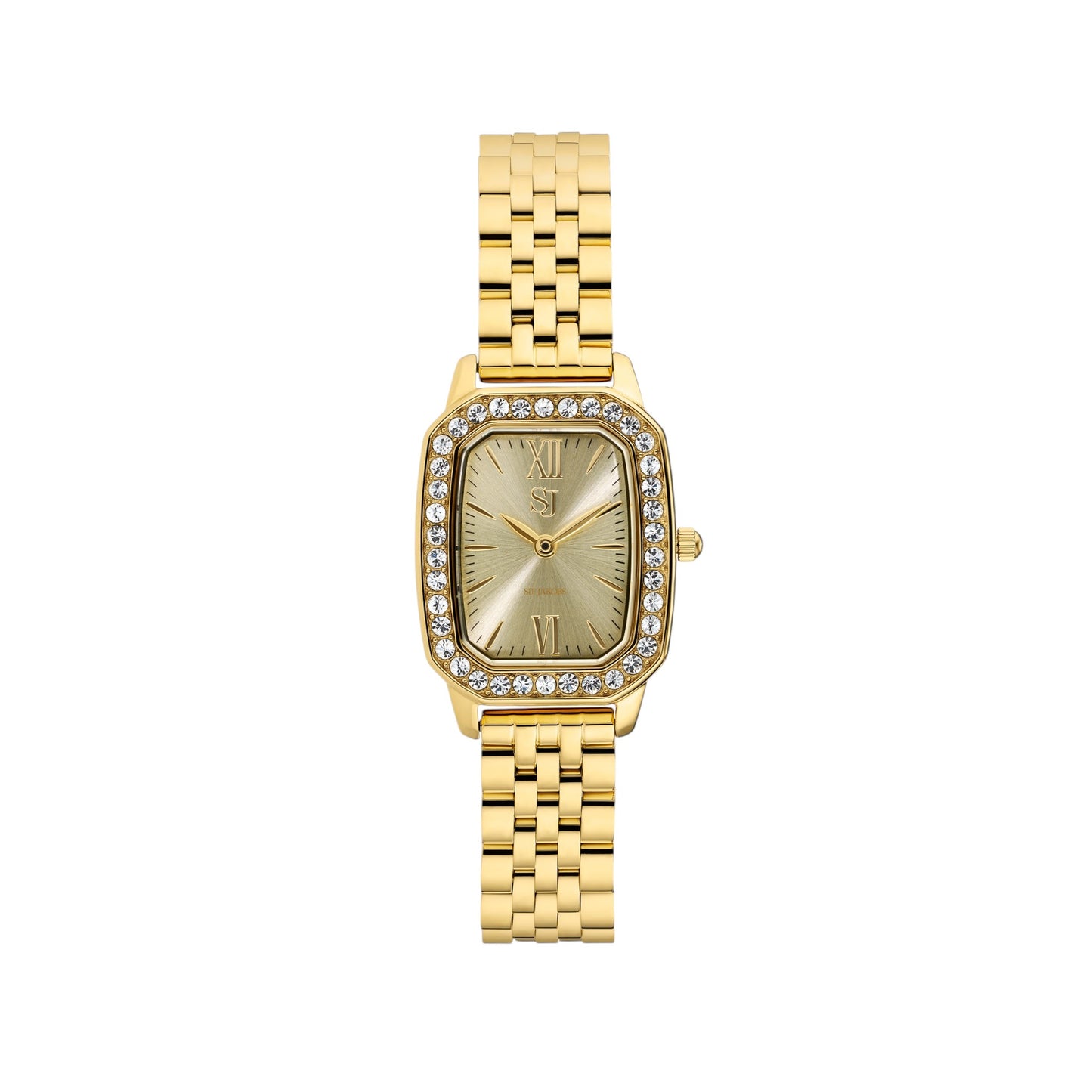 LUCIANA Stainless Steel Golden WATCH with White zirconia