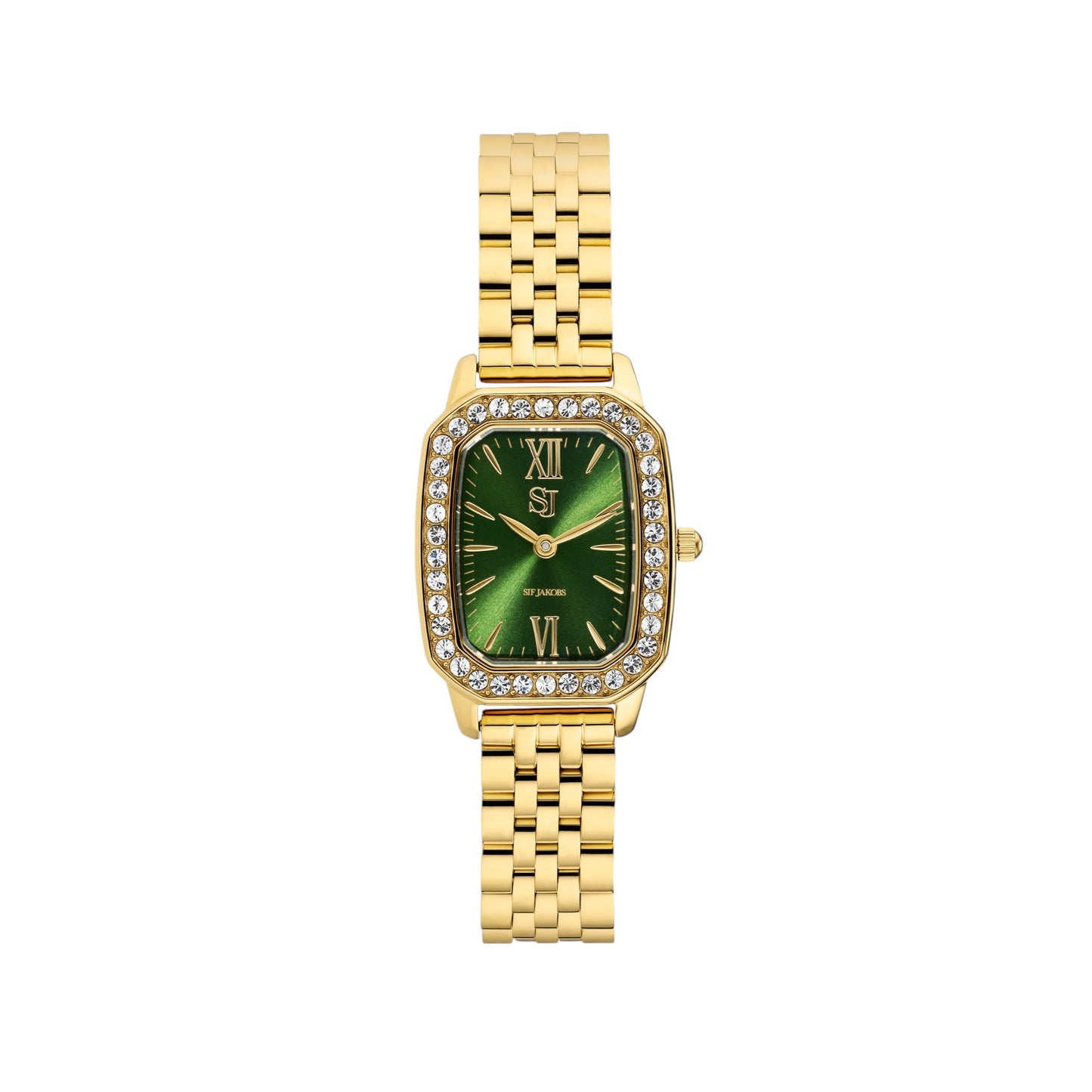 LUCIANA Stainless Steel Golden Green WATCH with White zirconia