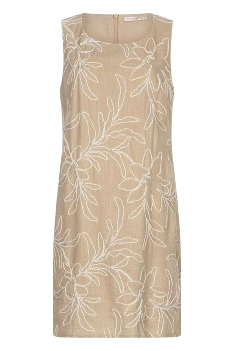 EsQualo Dress Flower Embroidery Sand