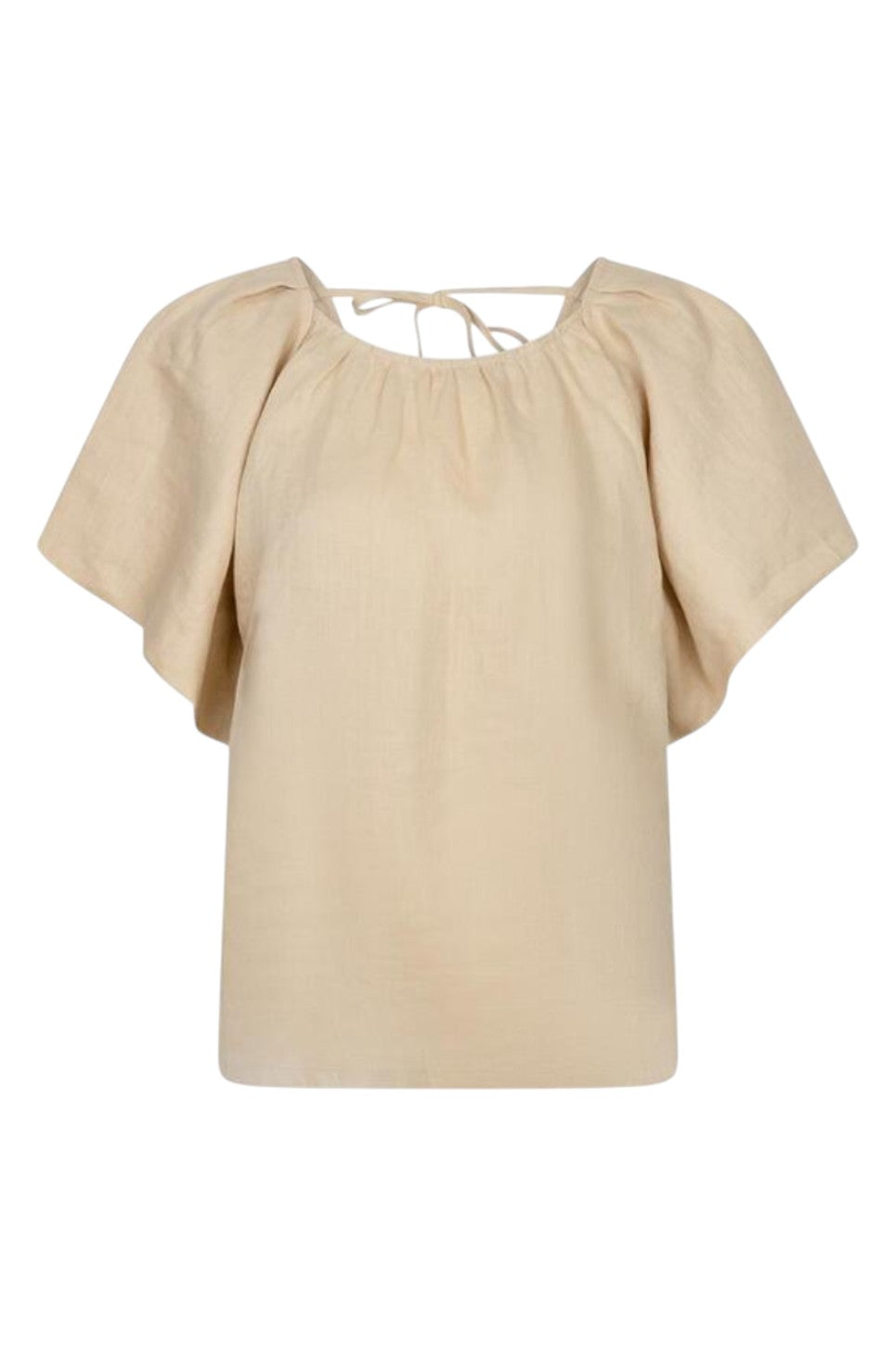 EsQualo Blouse Back Detail Linen Sand