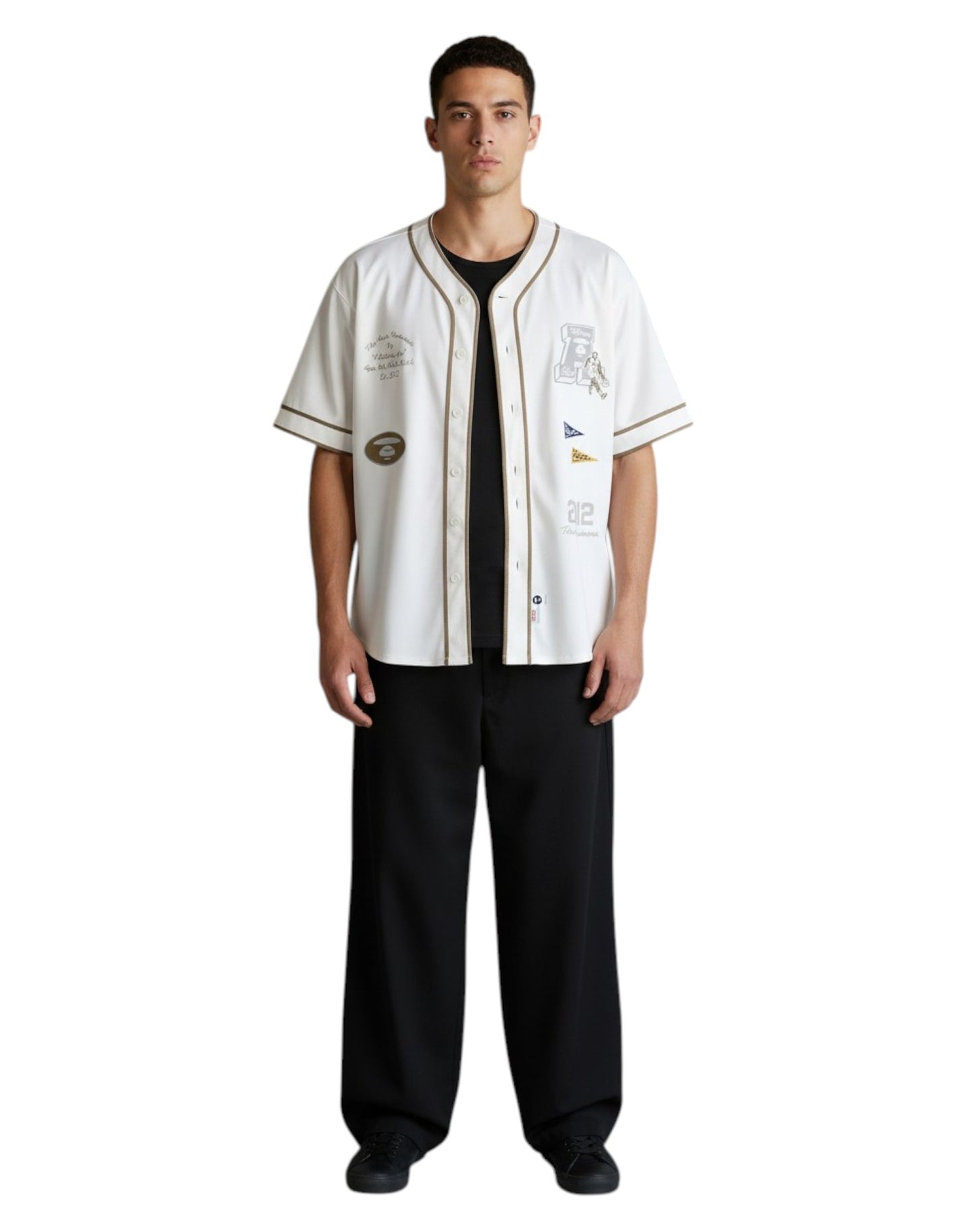 Men Logo Baseball Shirt in Ivory