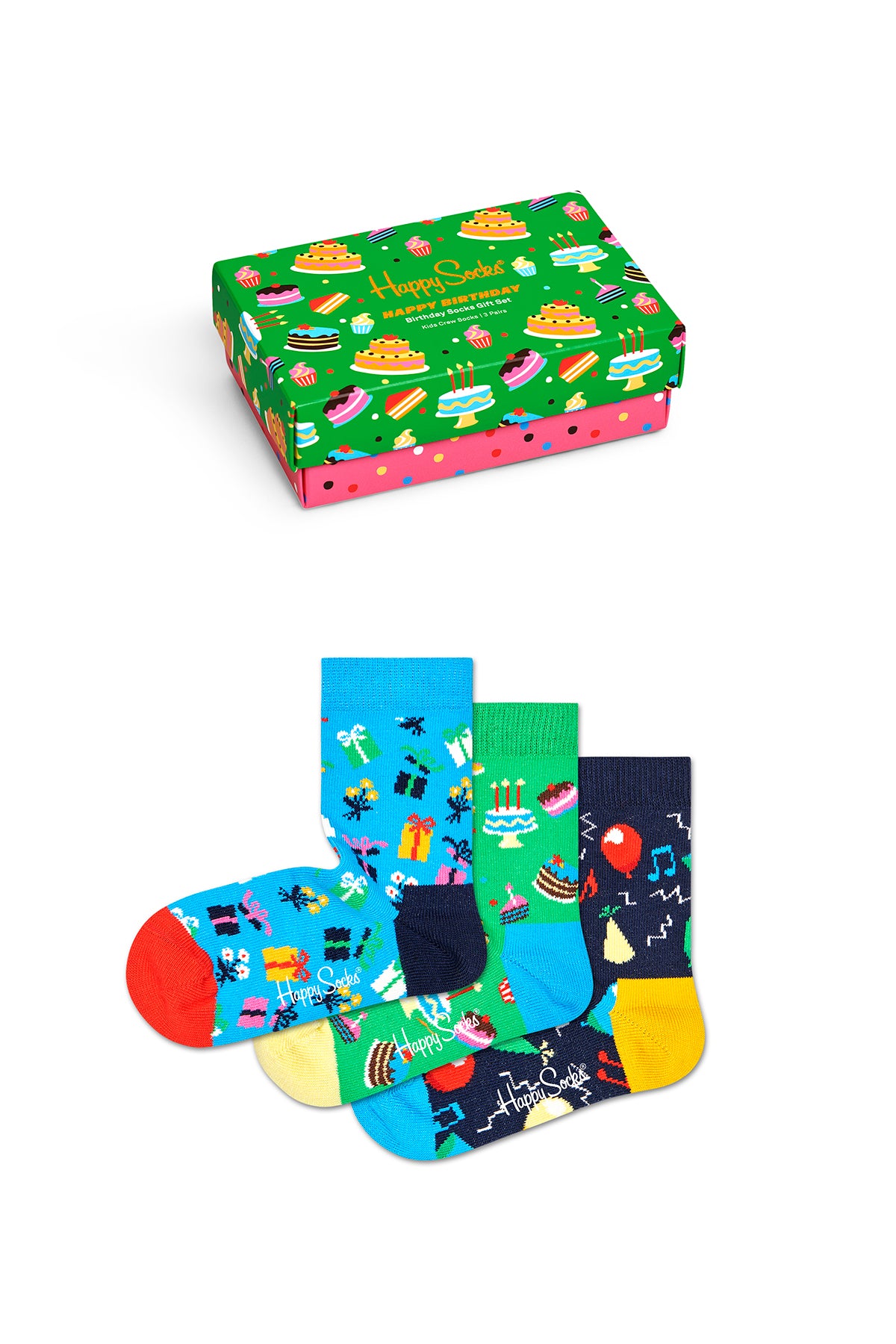 3-Pack Kids Birthday Socks Gift Set