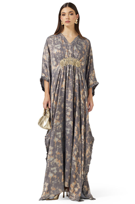 Embroidered Lace Front Kaftan