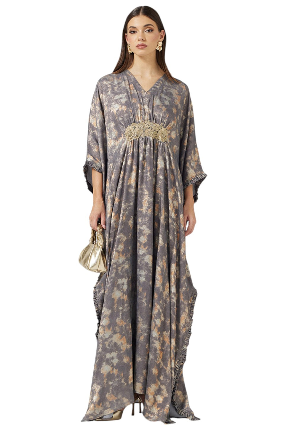 Embroidered Front Lace Kaftan