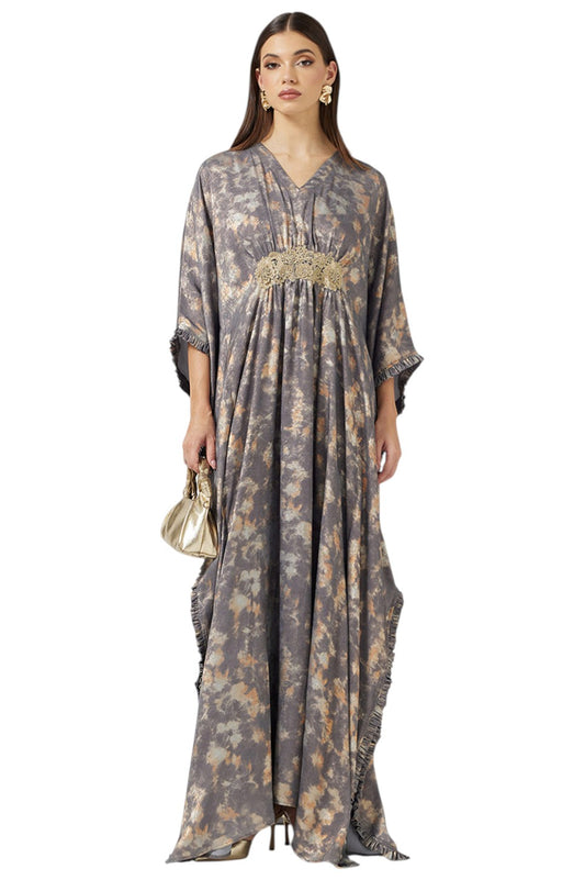 Embroidered Front Lace Kaftan