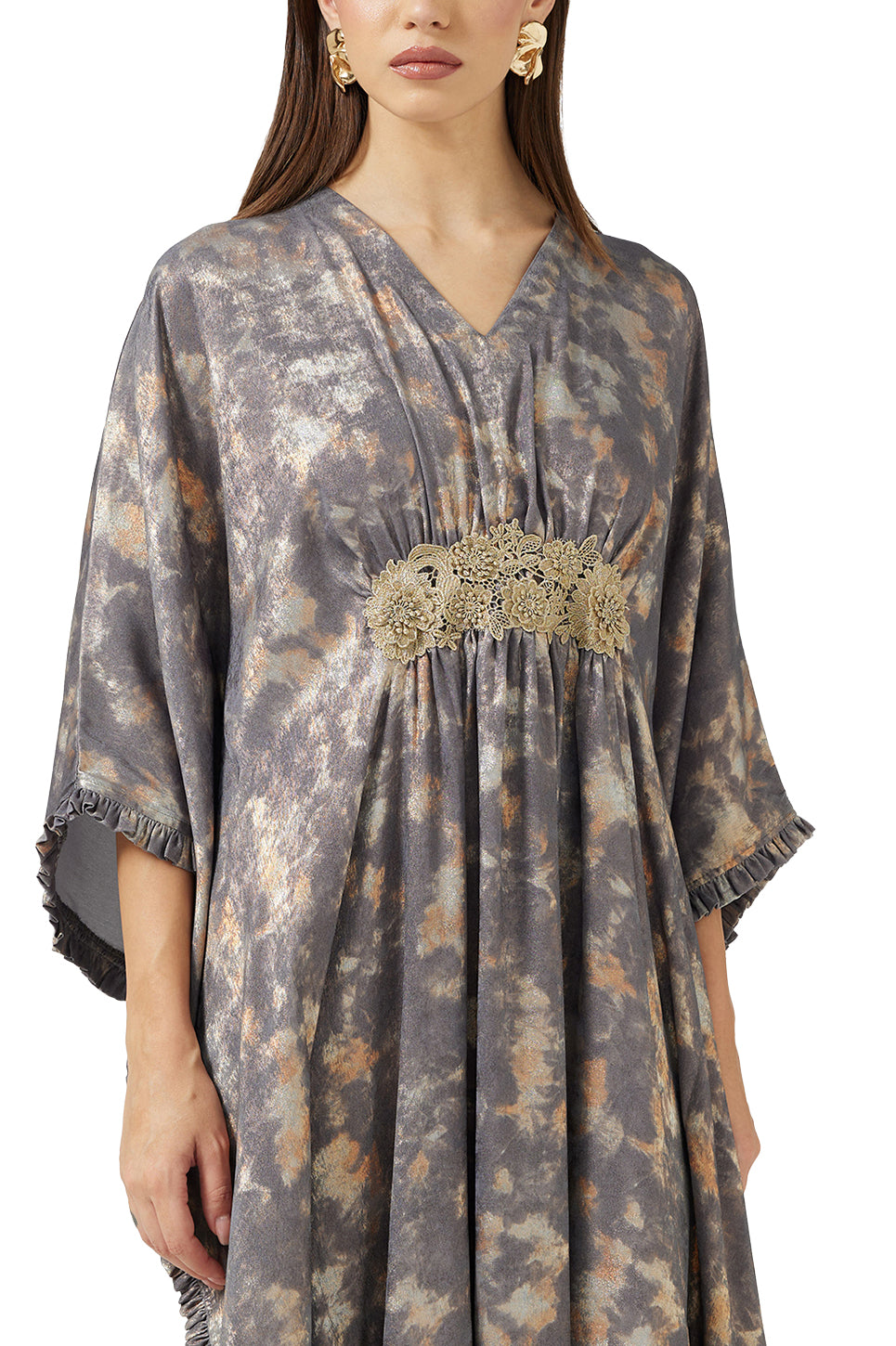 Embroidered Front Lace Kaftan