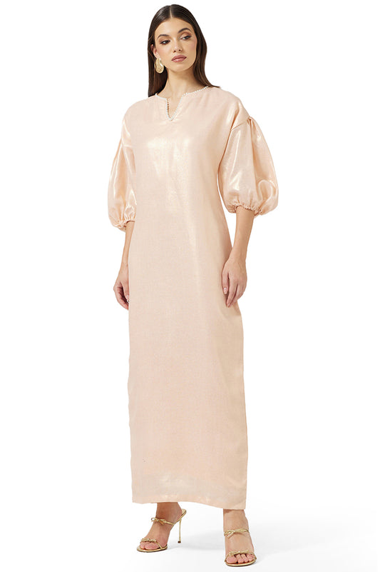 Shimmer Puff Sleeve Maxi Dress