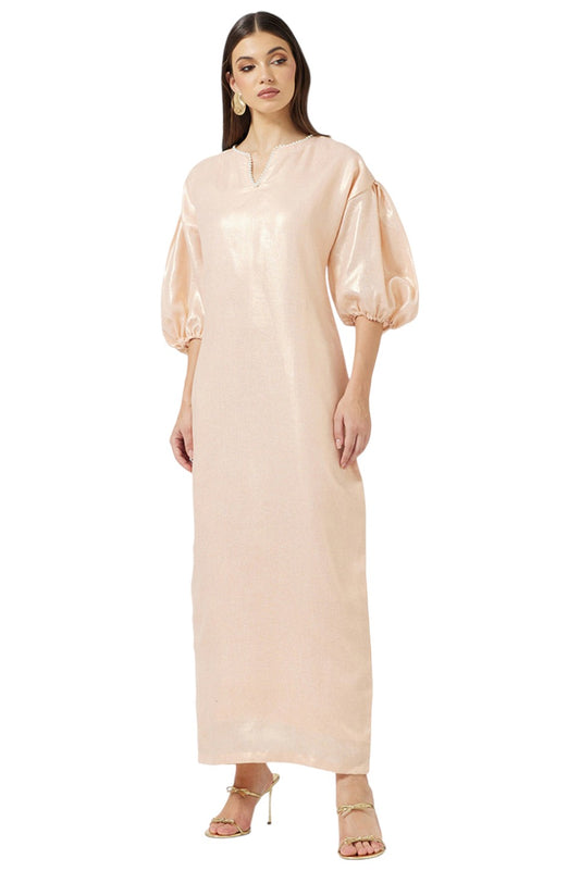 Shimmer Puff Sleeve Maxi Dress