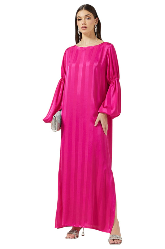 Satin Ruffled Sleeve Dress
