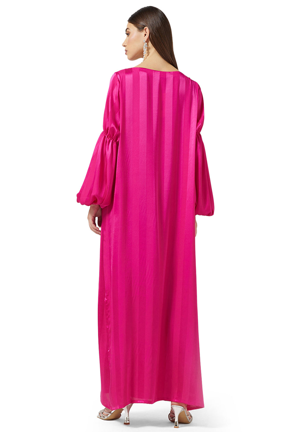 Satin Ruffled Sleeve Dress