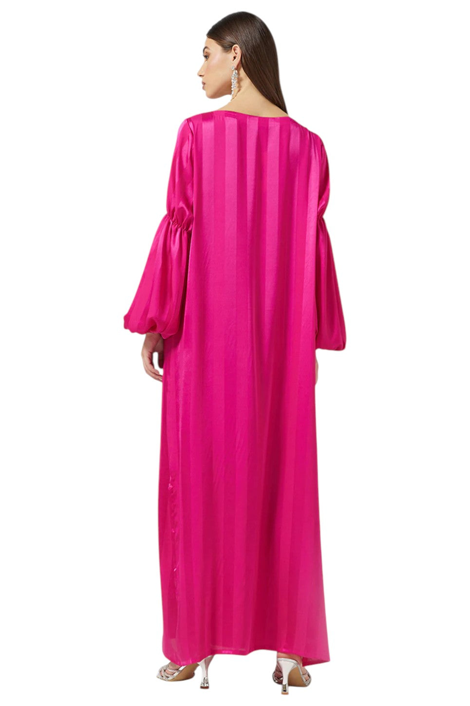 Satin Ruffled Sleeve Dress