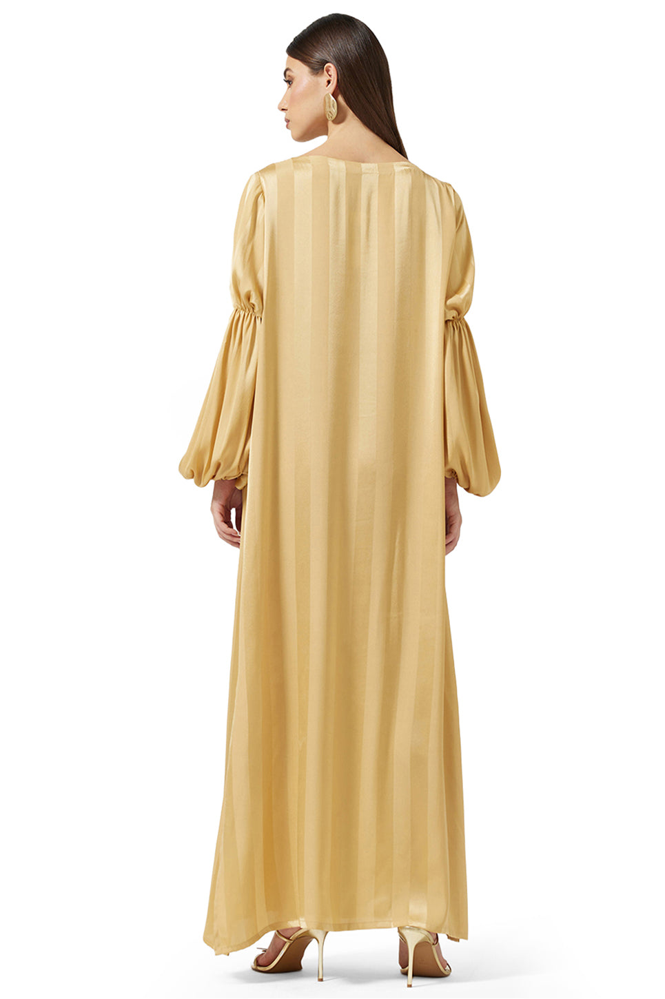 Satin Ruffled Sleeve Dress