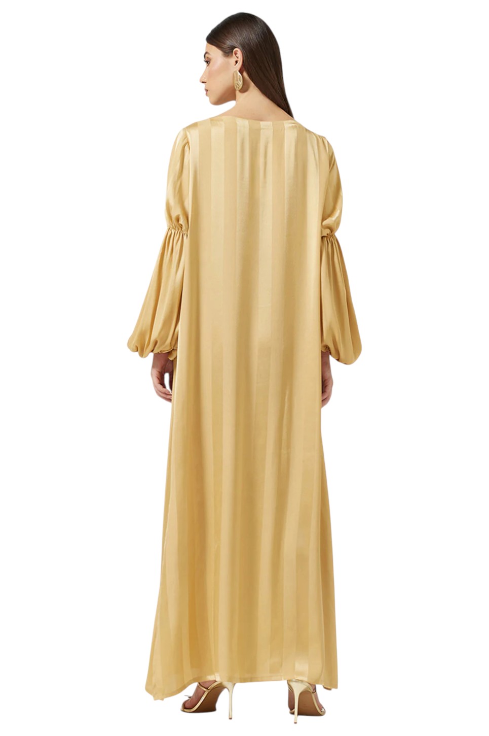 Satin Ruffled Sleeve Dress