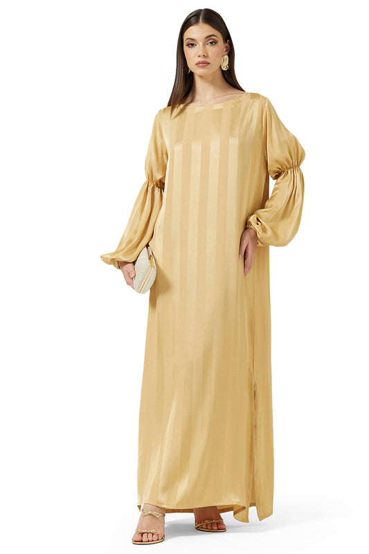 Satin Ruffled Sleeve Dress