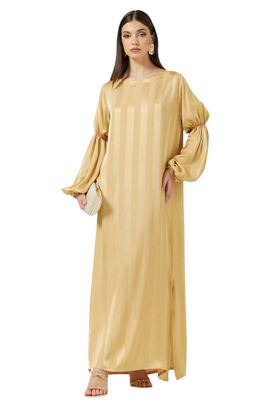 Satin Ruffled Sleeve Dress