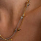 Bezel Charm Beaded Necklace-Gold