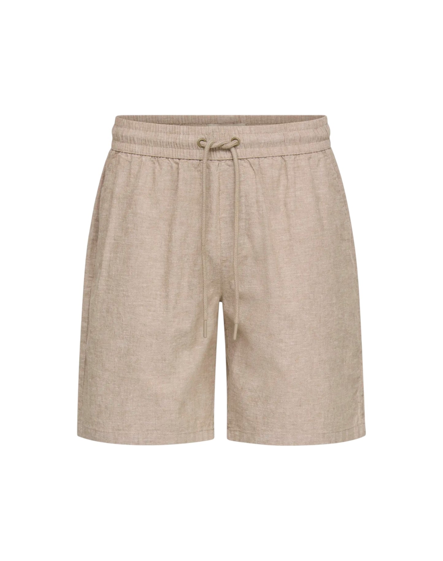 Blend Linen Casual Drawstring Shorts Crockery