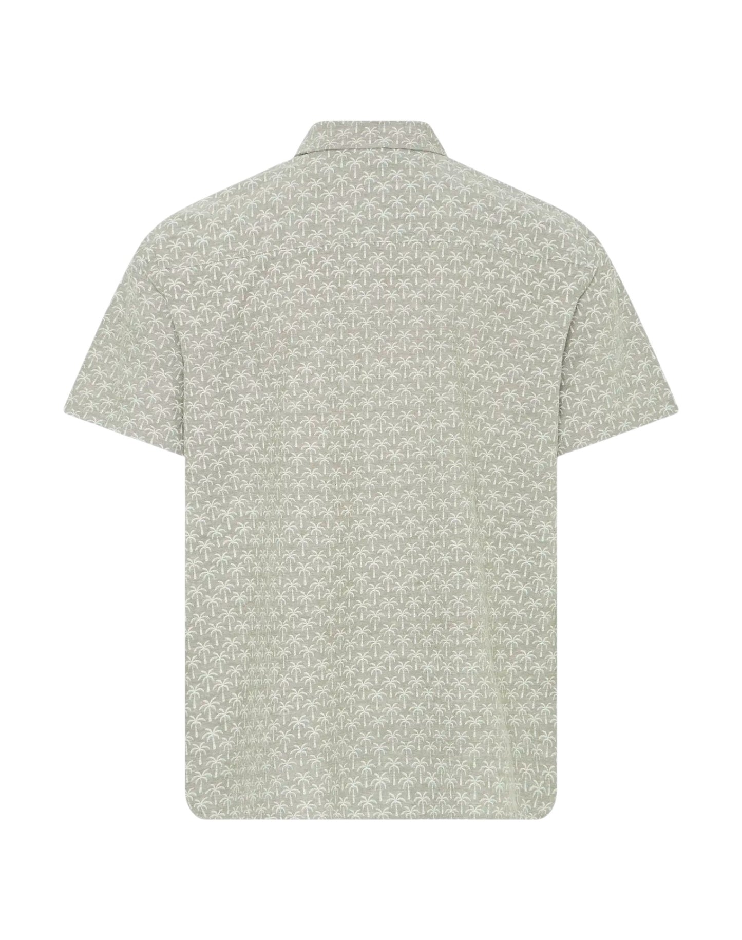 Blend Cotton Short Sleeve Palm Print Shirt Dusty Olive