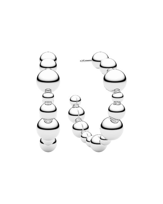 BORMIO CIRCOLO GRANDE Rhodium Plated Sterling Silver Earrings