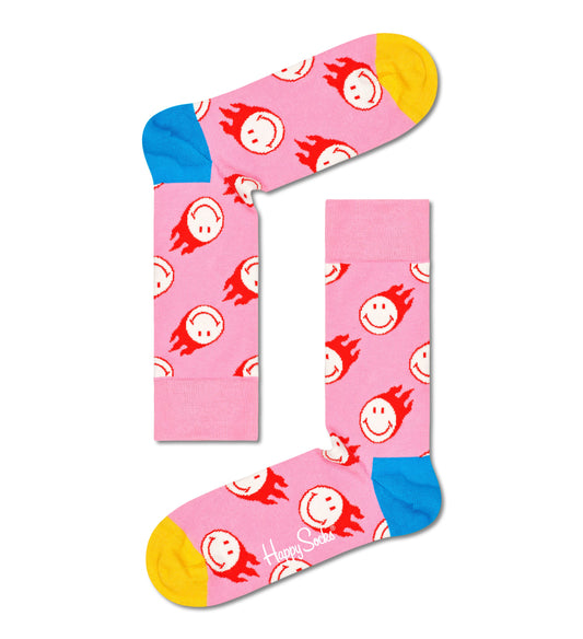 Flaming Smiley Sock