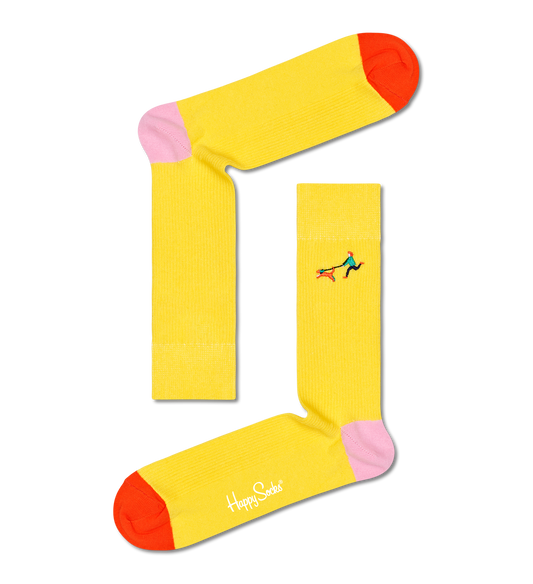 Ribbed Embrodiery Run The Dog Sock