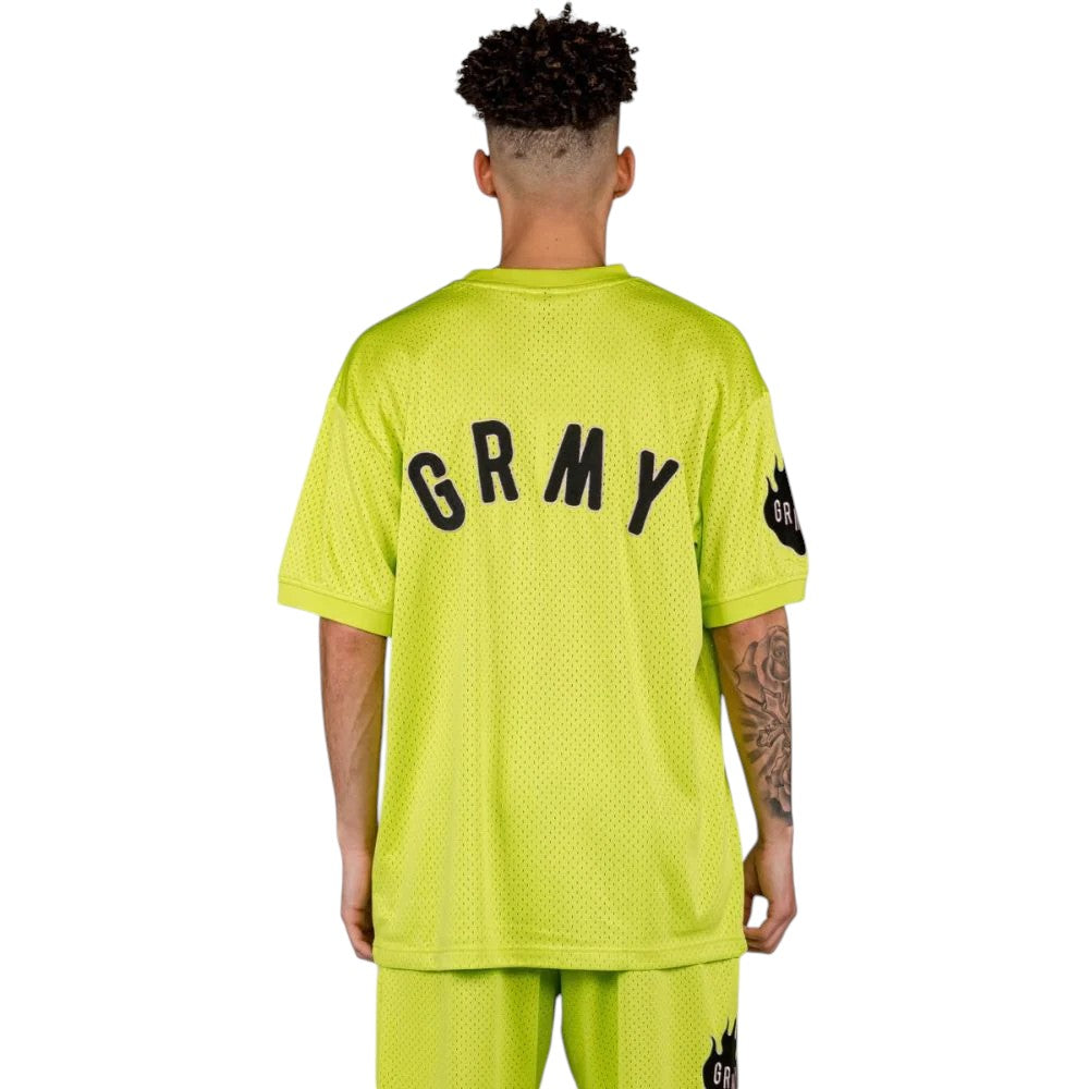 Men Cloven Tongues Mesh Tee in Lime Green