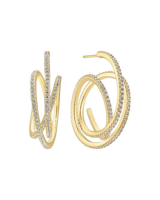 SPIRALE GRANDE 18k Gold Plated Earrings with White Zirconia