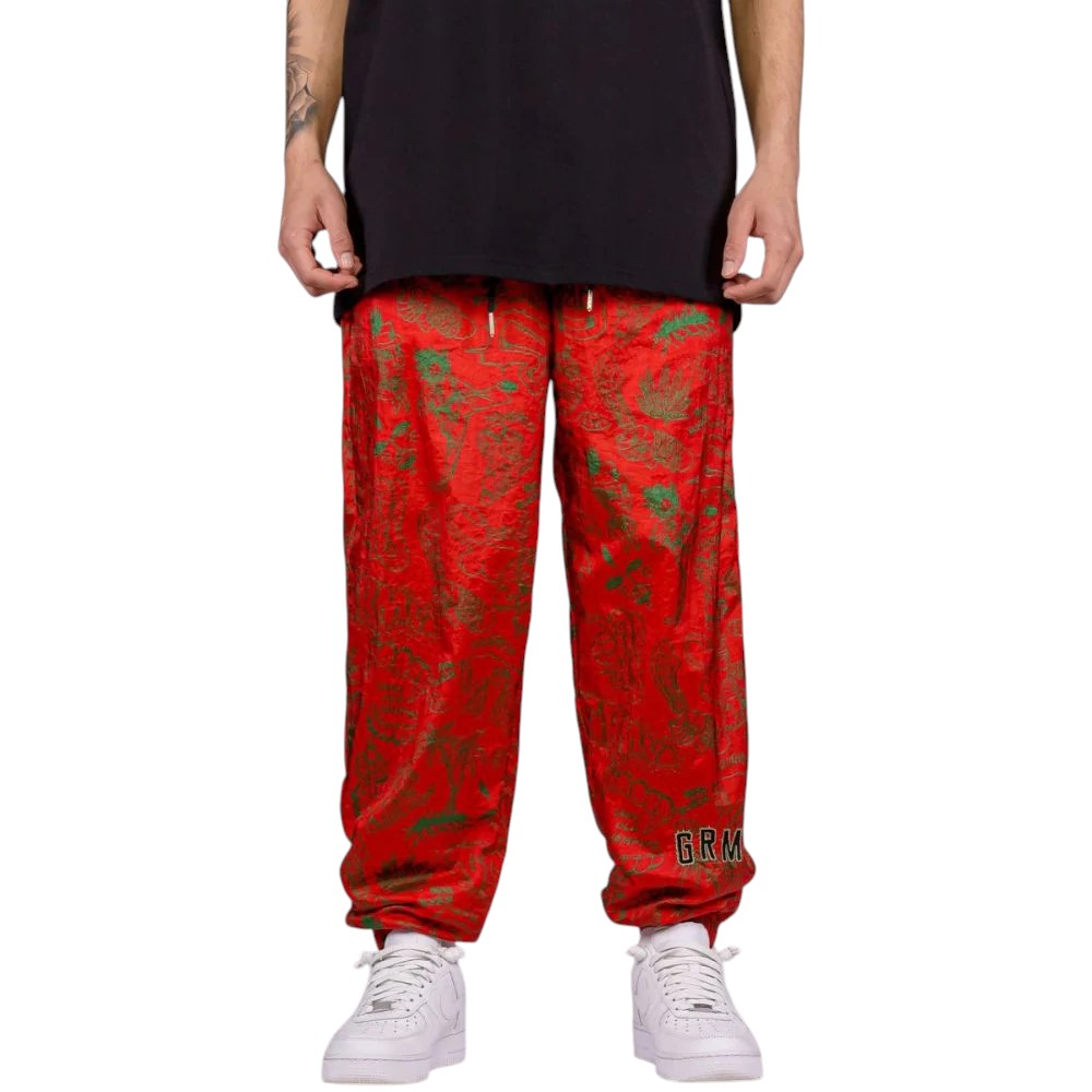 Men The Toughest Satin Track Pants in Red